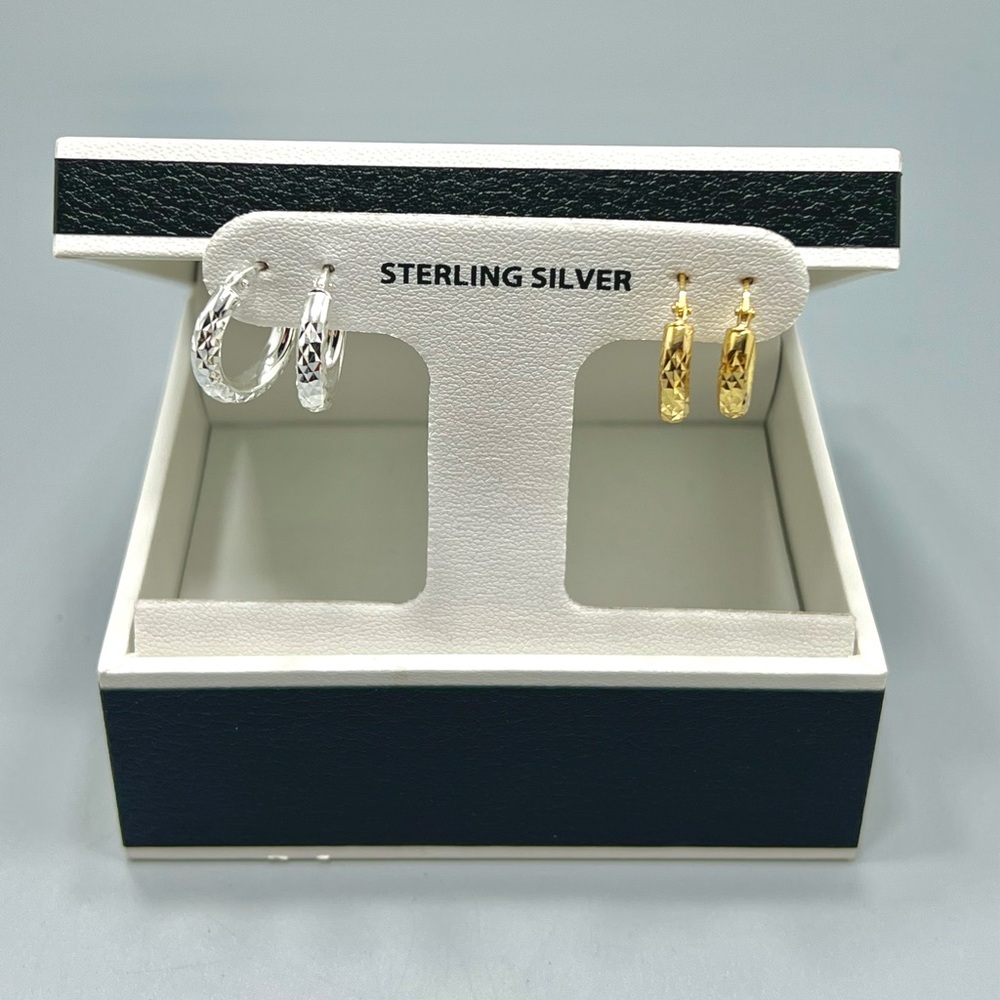 R.H.Maceys 2 Pairs Boxed Sterling Silver Earrings